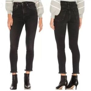 ✨ WE THE FREE ✨ Black High Rise Skinny Stretch Raw Hem Jeans Size 26